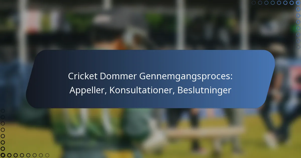 Cricket Dommer Gennemgangsproces: Appeller, Konsultationer, Beslutninger