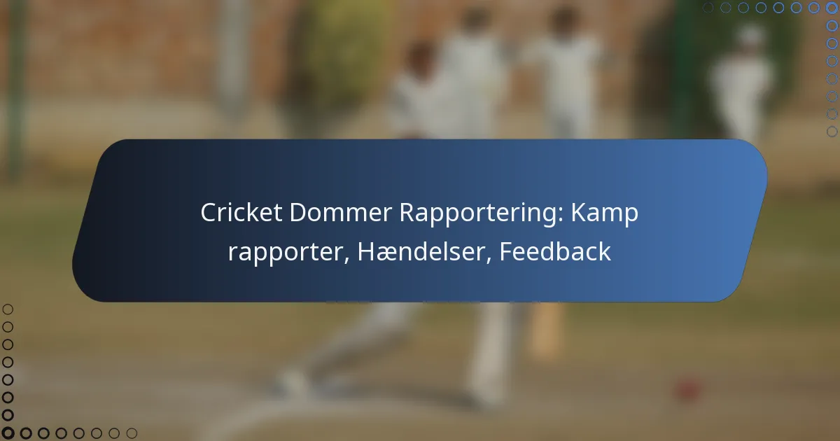 Cricket Dommer Rapportering: Kamp rapporter, Hændelser, Feedback