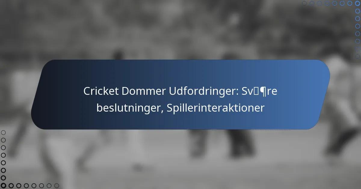 Cricket Dommer Udfordringer: Svære beslutninger, Spillerinteraktioner