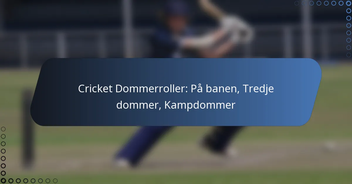 Cricket Dommerroller: På banen, Tredje dommer, Kampdommer