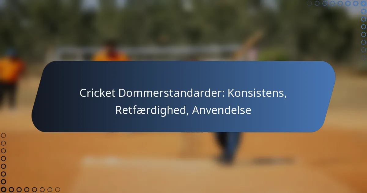Cricket Dommerstandarder: Konsistens, Retfærdighed, Anvendelse