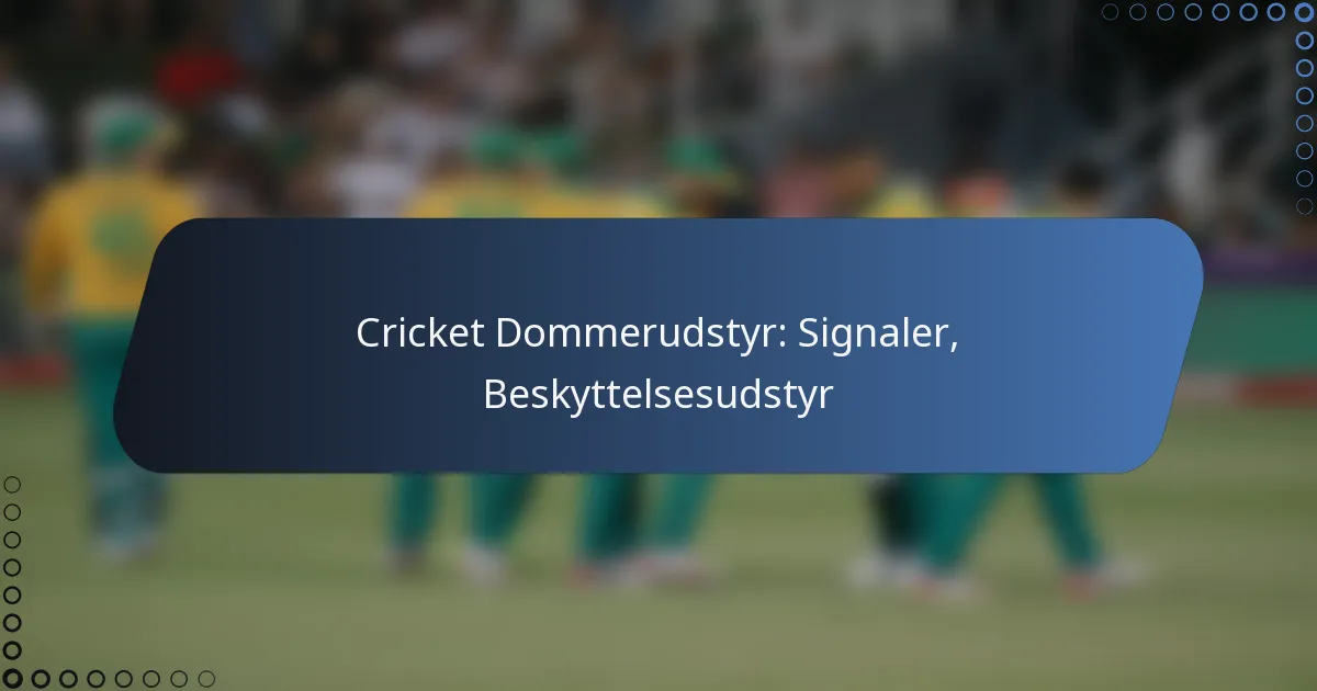 Cricket Dommerudstyr: Signaler, Beskyttelsesudstyr