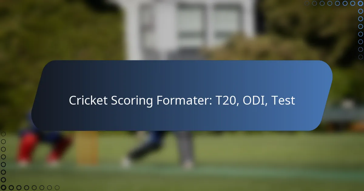 Cricket Scoring Formater: T20, ODI, Test