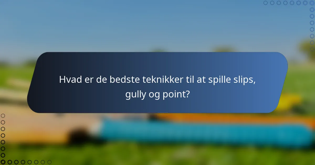 Hvad er de bedste teknikker til at spille slips, gully og point?