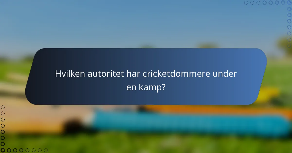 Hvilken autoritet har cricketdommere under en kamp?